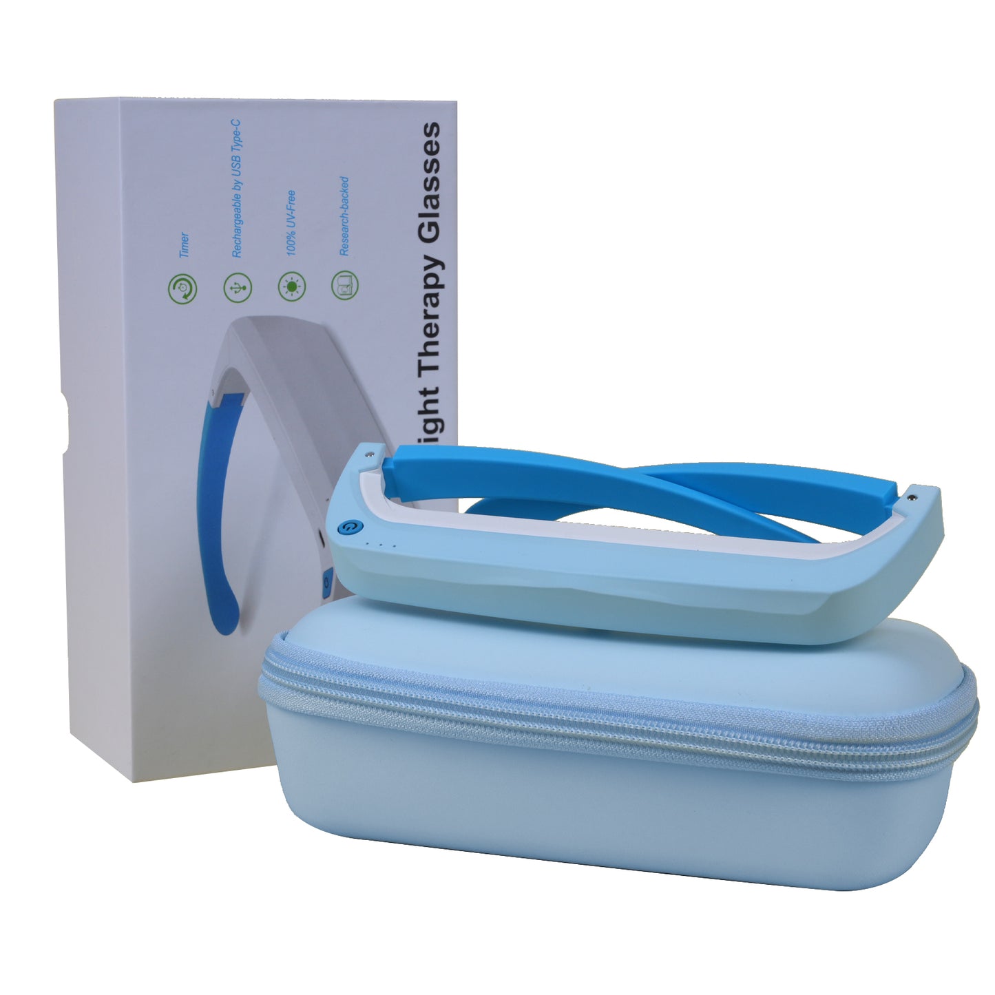 Light Therapy Glasses, Red Blue and 40Hz White UV-Free Light Therapy Lamp for Eyes Care