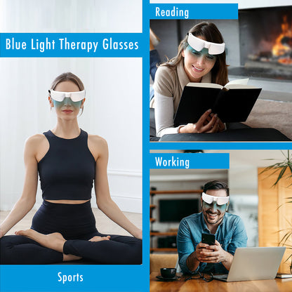 Light Therapy Glasses, Portable & Wearable UV-Free Blue Light Therapy Lamp, Natural Relief for Good Sleep, Happy Mood, Boost Energy and Jet Lag