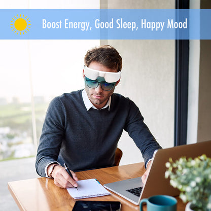 Light Therapy Glasses, Portable & Wearable UV-Free Blue Light Therapy Lamp, Natural Relief for Good Sleep, Happy Mood, Boost Energy and Jet Lag