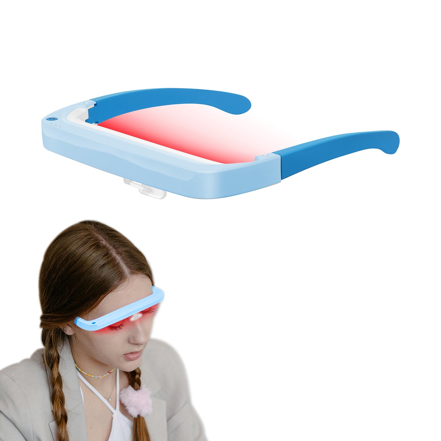 Light Therapy Glasses, Red Blue and 40Hz White UV-Free Light Therapy Lamp for Eyes Care